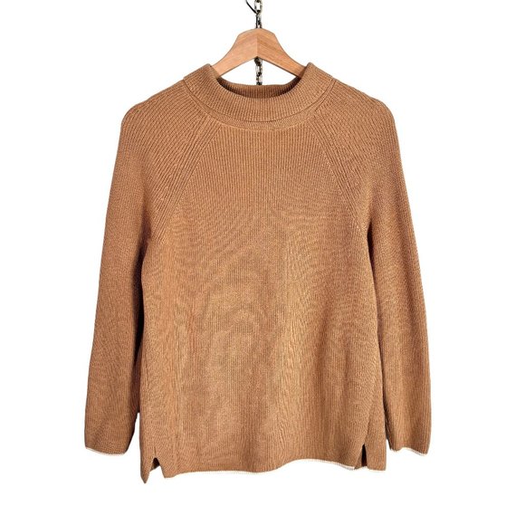 SOLD talbots tan 100% pima cotton ribbed knit sweater Mp petite medium - Picture 8 of 11